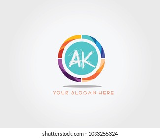AK Letter Logo Design With Circle Colorful