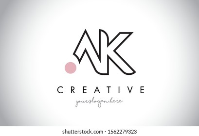 AK Letter Logo Design with Creative Modern Trendy Typography and Black Colors.