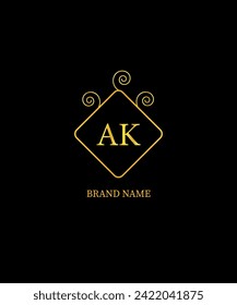Diseño del logotipo de la carta AK. Concepto de carta creativa de Iniciales. Diseño de iconos AK