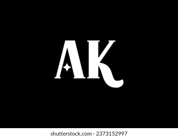 Diseño del logotipo de la carta AK y diseño del logotipo de monograma