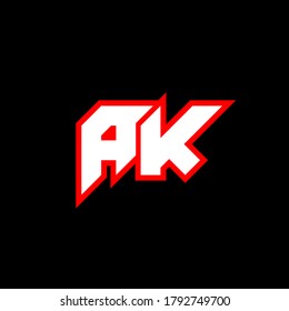 AK letter logo design on black background. AK creative initials letter logo concept. ak icon design. AK white and red letter icon design on black background. A K