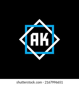 AK letter logo design on black background. AK creative circle letter logo concept. AK letter design.
