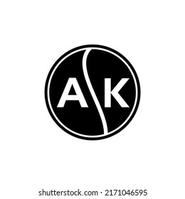 AK letter logo design on black background. AK creative circle letter logo concept. AK letter design.
