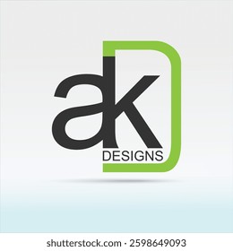 AK Letter Logo Design with orange Green. AK Icon vector illustration 