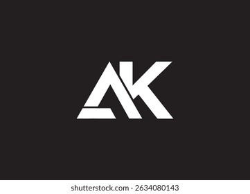 Icono de Vector de Plantilla de diseño de logotipo de carta AK.  Vector moderno del diseño del logotipo de la letra AK para la compañía empresarial
