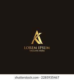 Diseño del logo de la carta AK. Logotipos mínimos de letras modernas del vector, símbolo del logotipo abstracto de la letra KA, logotipo de la letra con estilo técnico gradiente y diseño de tarjeta de negocios Vector Pro Premium
