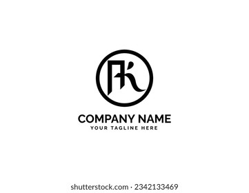 Plantilla vectorial de diseño de logotipo de letras Ak. Monograma del logotipo de las letras de los alfabetos de AK. Diseño de logotipo de círculo AK