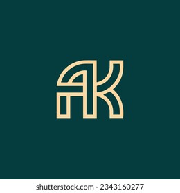 AK Letter Logo Design vector image