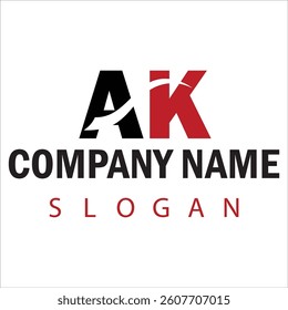 AK Letter Logo Design Vector Illustration, AK initial monogram with letter creative logo
