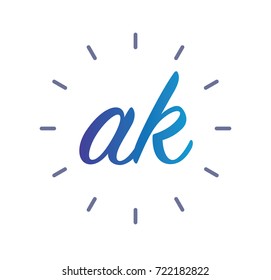 AK letter logo with line element
