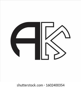 AK Letter logo monogram with oval shape negative space design template white background