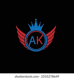 AK letter Logo with Shield, AK shield logo design template