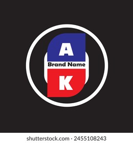 AK letter logo vector  design on black color background AK letter logo icon design
