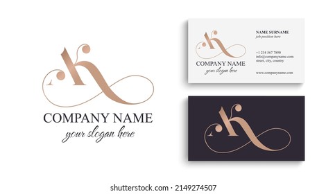 Monograma de letras AK. Elegante logo de lujo. Estilo caligráfico. Identidad corporativa y logotipo personal. Diseño de vectores.
