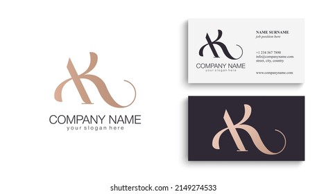 Monograma de letras AK. Elegante logo de lujo. Estilo caligráfico. Identidad corporativa y logotipo personal. Diseño de vectores.