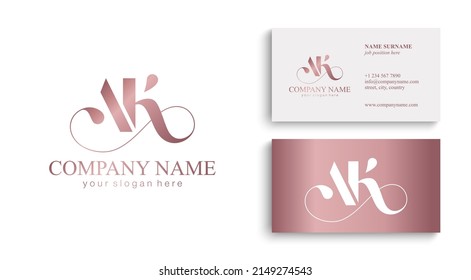 Monograma de letras AK. Elegante logo de lujo. Estilo caligráfico. Identidad corporativa y logotipo personal. Diseño de vectores.