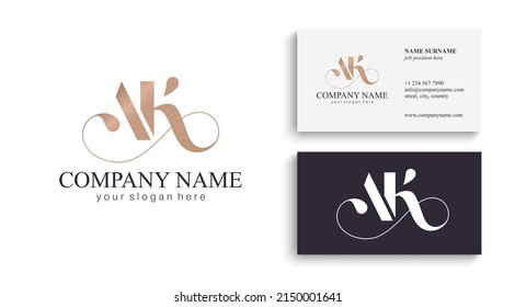 AK letter monogram. Elegant luxury logo. Calligraphic style. Corporate identity and personal logo. Vector design.