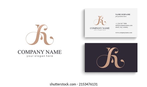 Monograma de letras AK. Elegante logo de lujo. Estilo caligráfico. Identidad corporativa y logotipo personal. Diseño de vectores.