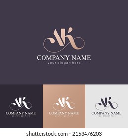 Monograma de letras AK. Elegante logo de lujo. Estilo caligráfico. Identidad corporativa y logotipo personal. Diseño de vectores.