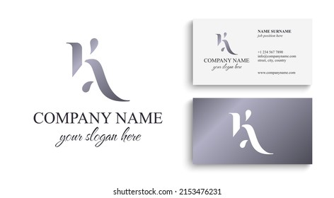 Monograma de letras AK. Elegante logo de lujo de KA. Estilo caligráfico. Identidad corporativa y logotipo personal. Diseño de vectores.