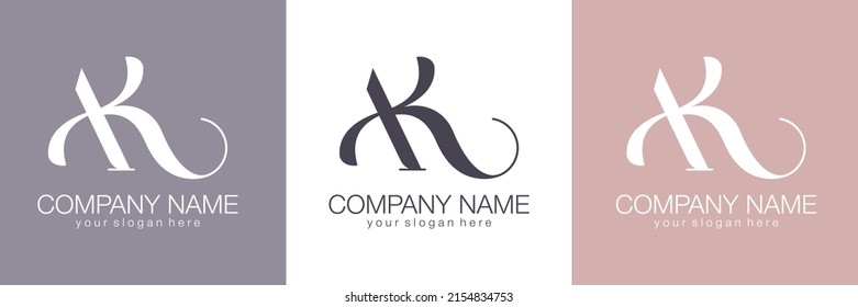 Monograma de letras AK. Elegante logo de lujo. Estilo caligráfico. Identidad corporativa y logotipo personal. Diseño de vectores.