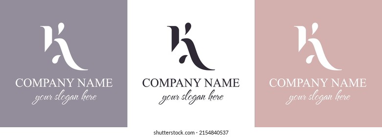 Monograma de letras AK. Elegante logo de lujo de KA. Estilo caligráfico. Identidad corporativa y logotipo personal. Diseño de vectores.