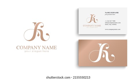 AK letter monogram. Elegant luxury logo. Calligraphic style. Corporate identity and personal logo. Vector design.