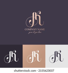 AK letter monogram. Elegant luxury KA logo. Calligraphic style. Corporate identity and personal logo. Vector design.