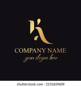 AK letter monogram. Elegant luxury KA logo. Calligraphic style. Corporate identity and personal logo. Vector design.