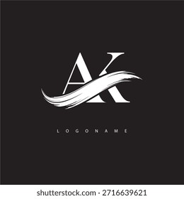 AK Letter Monogram Logo with Brush Stroke for Modern Brand Identity
