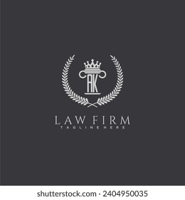 AK letter monogram logo for lawfirm with pillar  crown image design