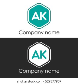 AK letter round hexagon shape blue
