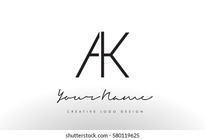AK Letters Logo Design Slim. Simple and Creative Black Letter Concept Illustration.