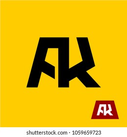 AK letters logo. A and K two letters together symbol. A+K ligature monogram sign.
