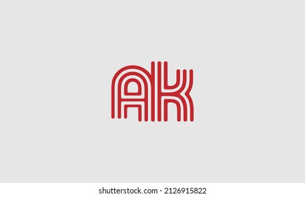 Diseño de iconos de letras de líneas AK. Icono de letras modernas creativas, ilustración portadora Premium.
