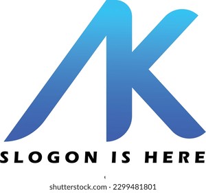 Diseño del logotipo AK con colores degradados en fondo blanco
