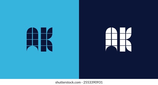AK logo design with tile shape. Minimalist and modern vector illustration design suitable for business or brand