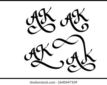 AK Logo – Elegant Calligraphy Typography with Interlocked A and K Letters