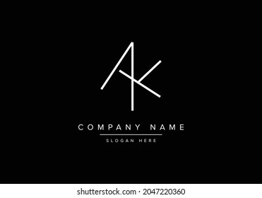 AK logo elegant and Professional white color letter icon design on black background
