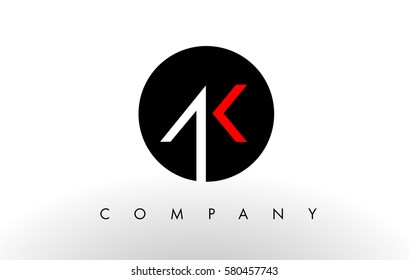 AK Logo.  Letter Design Vector with Red and Black Colors.