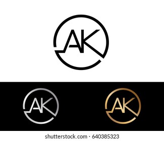 Ak Logo. Letter Design Vector with Red and Black Gold Silver Colors
