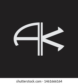 AK Logo letter oval monogram design template with black and white colors