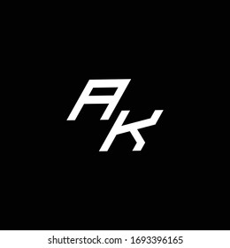 AK logo monogram with up to down style modern design template isolated on black background