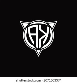 AK-Logo-Monogramm einzeln auf Kreisform und drei Pfeildesign-Vorlage