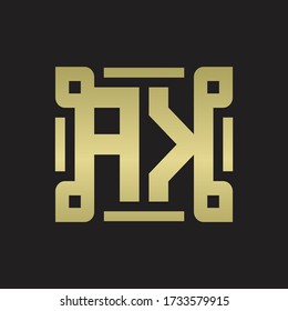 AK Logo monogram with piece line art design template