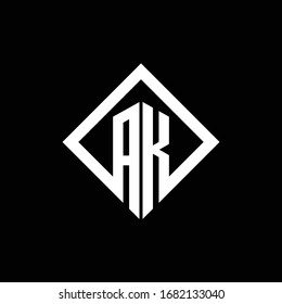 AK Logo-Monogramm mit quadratischer, rotierender Designvorlage