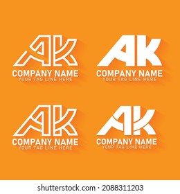 Conjunto de logotipos AK y colección de logotipos uno