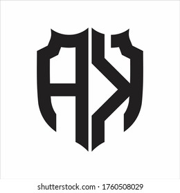Modelo de diseño monograma de estilo Escudo del logotipo AK sobre fondo blanco