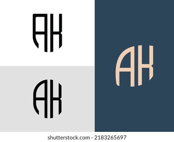 AK modern initial letter logo design vector bundle. It will be suitable for which company or brand name start those initial.