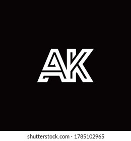 Logo de monograma AK con plantilla de diseño de línea abstracta